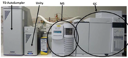 Volatile organic compounds can be analysed using GC-MS systems